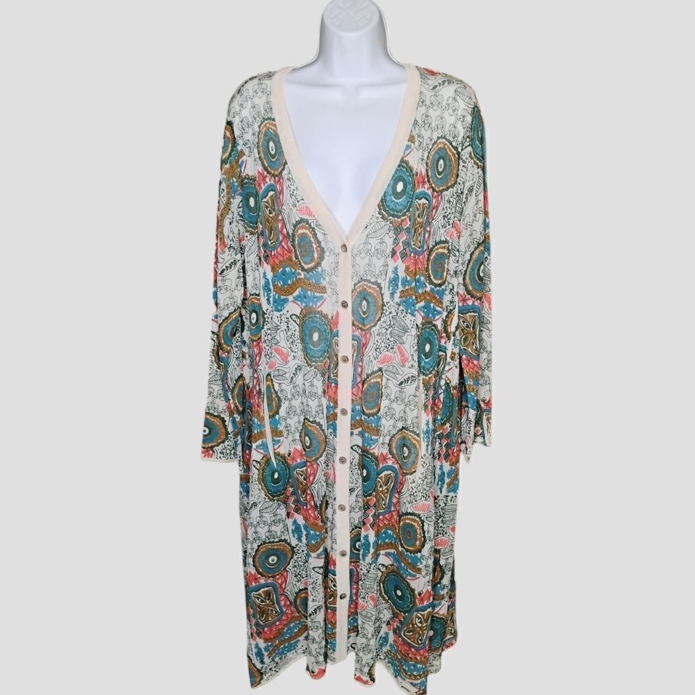 Women's long sleeve button front Duster Cardigan size large